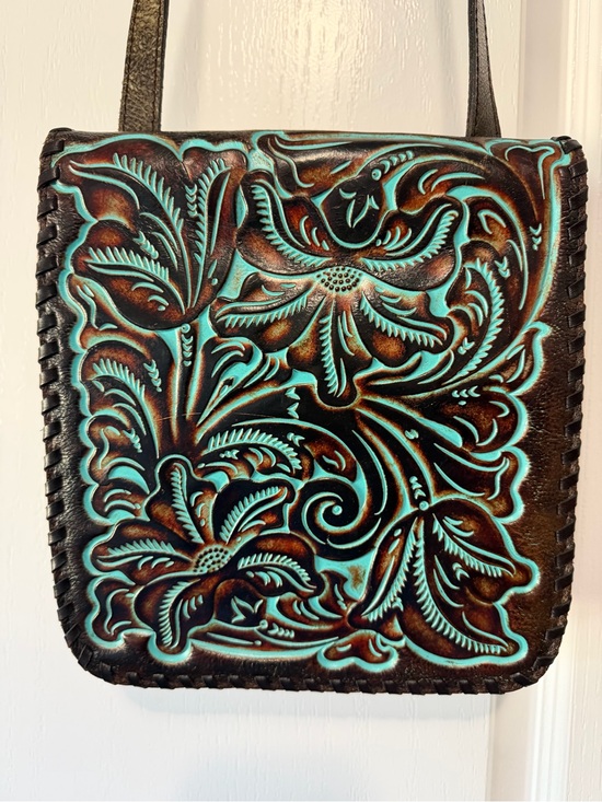 Patricia Nash Handbags - Handcrafted Turquoise-Accented Tooled Leather Crossbody Bag